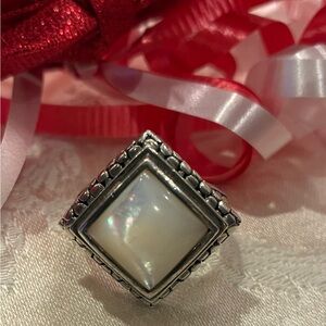 Michael Dawkins Sterling Silver Ring w/ square cut Mother of Pearl Size 5